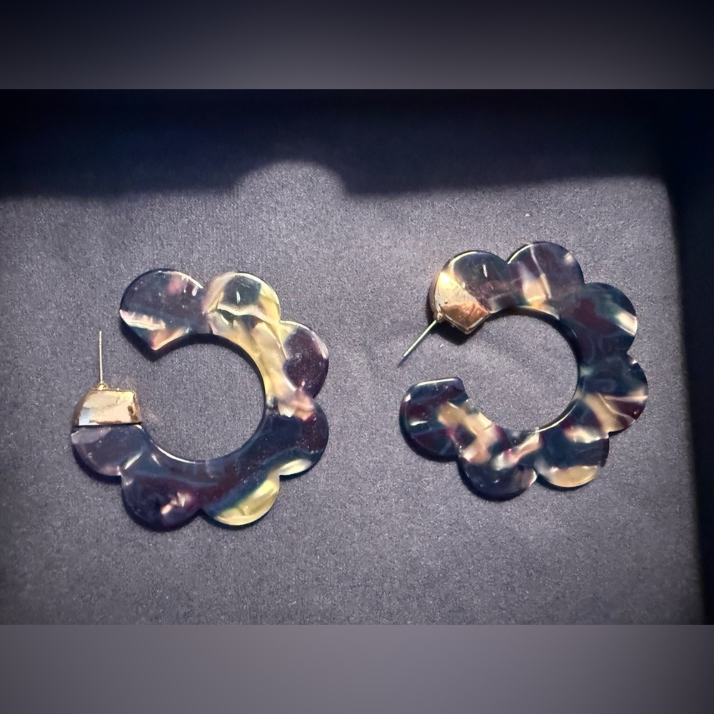 BaubleBar Floral Hoop Resin Earrings in Multicolor